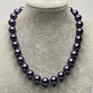 Stunning Purple Large Glass Pearl Beaded Knotted Necklace Statement Fashion